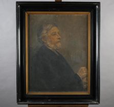 ARR GERDA GRENSIDE (1885-1961), Gentleman sitting, his hands resting on his cane, half portrait, oil