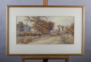 STEPHEN JOHN BATCHELDER (1849-1932), Roadside near Rollesby, autumnal country lane, watercolour,