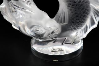 A MARC LALIQUE OPAQUE AND CLEAR GLASS GROUP 'DEUX' POISSON, originally designed in 1953, etched