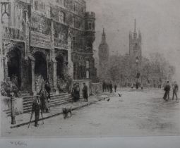 WILLIAM LIONEL WYLLIE RA RWS (1851-1931), Westminster Hospital, black and white etching, signed in