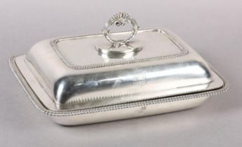 A GEORGE III SILVER ENTREE DISH AND COVER, London 1811 for Paul Storr, rectangular with gadroon