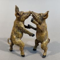 FRANZ BERGMAN, AUSTRIA C1900, a cold painted bronze group of two dancing pigs, marked to inner
