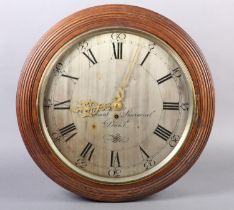 A VICTORIAN BANK DIAL CLOCK with English single train fusee movement, the silvered dial with black