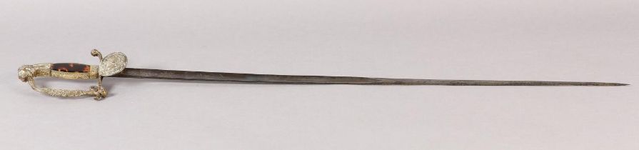 AN AUSTRO HUNGARIAN 19TH CENTURY DRESS SWORD, straight 31.5inch (80cm) blade with half length fuller