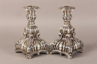 A PAIR OF EARLY 20TH CENTURY DANISH STERLING .925 SILVER CANDLESTICKS by Henry with Swedish import