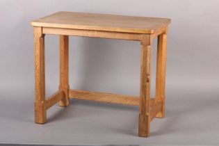 THOMPSON OF KILBURN 'MOUSEMAN', An oak occasional table, rectangular on an octagonal and square