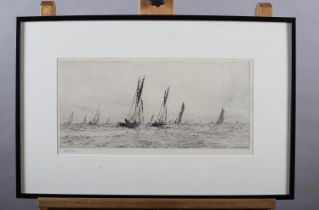 WILLIAM LIONEL WYLLIE RA RWS (1851-1931), Boat Race - sailing dinghies, black and white etching,