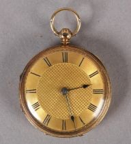 A VICTORIAN POCKET WATCH in an open faced 18ct gold case no 16563, full plate English movement No: