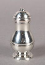 A GEORGE II SILVER BUN PEPPER, London 1739 for Wm Coles, annulated baluster body engraved 'R P E',