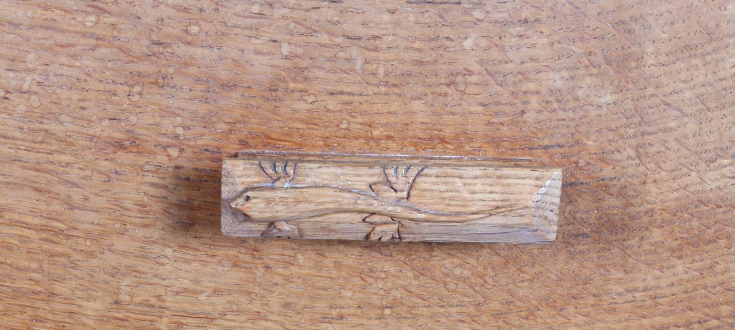 DEREK SLATER OF CRAYKE 'LIZARD MAN', an oak chest, having a short raised back over four long drawers - Image 4 of 5