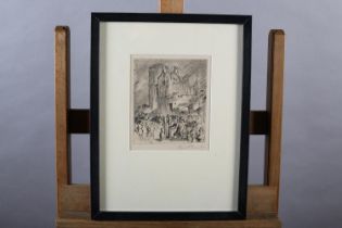 ARR FRANK BRANGWYN R A (1867-1956), Town Water Pump, black and white etching, signed in pencil to