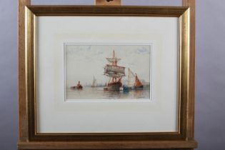 FREDERICK JAMES ALDRIDGE (1850-1933), Busy Shipping scene, watercolour, signed to lower right, 13.