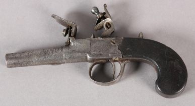 AN EARLY 19TH CENTURY POCKET PISTOL BY ARCHER LONDON, with flint lock engraved action, turn off