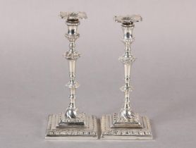 A PAIR OF GEORGE III SILVER TAPERSTICKS, London 1766 for Thomas Hannam & John Carter, writhen