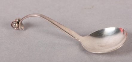 A GEORG JENSEN SILVER SUGAR SPOON with cherry terminal No:97 in original box, approximate length