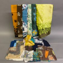 20th century scarves, in cotton, chiffon, acetate, silk, many with bold floral designs one by