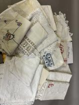 Vintage linen: a good quantity of antique and 20th century household linens, some embroidered, or