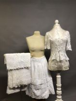 Antique Whites: Victorian and Edwardian white clothing consisting of a tape lace jacket with short