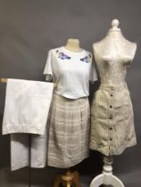 Modern Designer: a summer skirt, MaxMara Weekend, in cream cotton, eyelet work embroidery, GB size