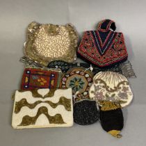 A varied selection of beaded and sequined accessories, 19th century to the 1920’s: a crocheted