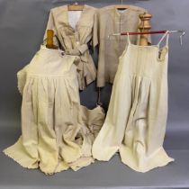 Three Chilprufe infant's gowns; together with two 19th century ecru silk children’s tunics one