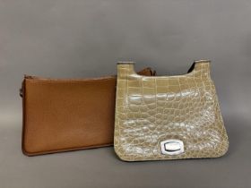 A Stephano Serapian Milano tan leather rigid shoulder bag with cream contrast stitching together