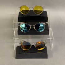 Three pairs of Jack’d D’Originals steam punk mesh inset sunglasses, in original cases and boxes