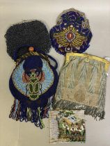 Beaded evening bags, 1900 – 1920’s, to include a woven metal beaded bag with Art Nouveau design,