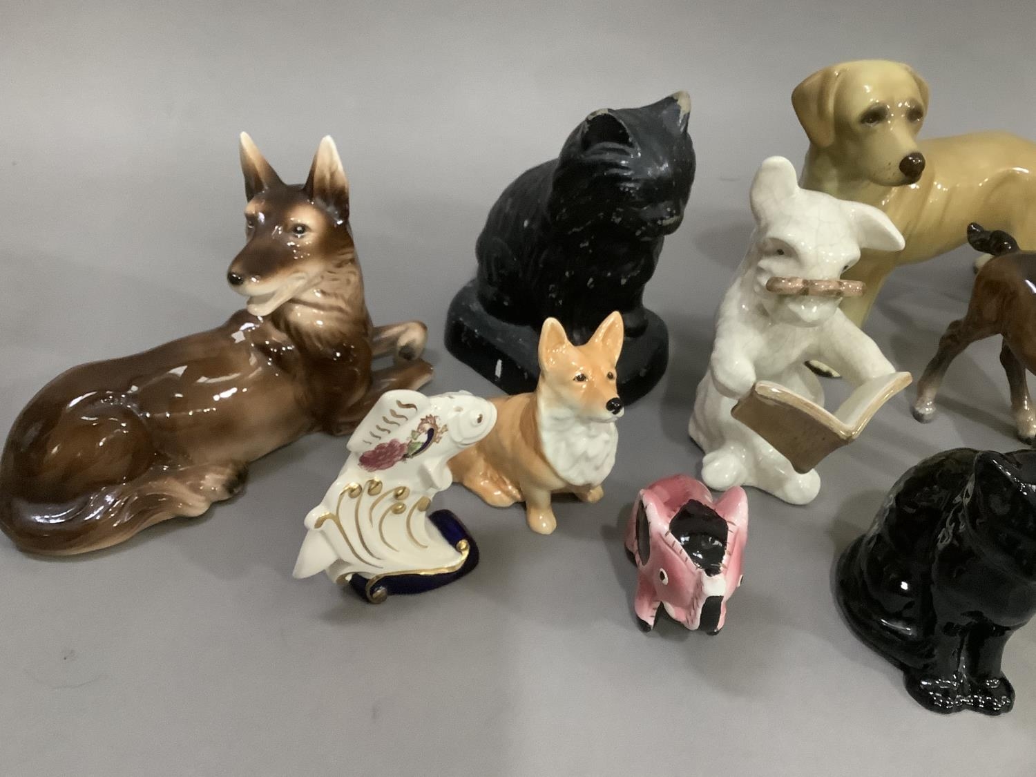 A collection of mainly ceramic animals including dogs, cats, piggy bank, foal, etc - Image 2 of 4