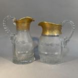Two Moser crystal 'Splendid Gold' water jugs early to mid 20th century, one with indistinct