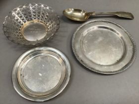 A Queen Elizabeth II silver dish, Sheffield 1958, together with a Queen Elizabeth II silver pin