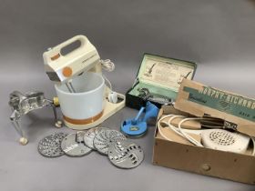 A vintage Kenwood Cheffette, a Mouli Julienne, Spong bean slicer, a vintage Morphy Richards