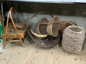 A collection of baskets including log baskets, vegetable baskets, shopper etc (7)