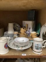 A quantity of ceramics comprising floral and gilt plates, Portmeirion Botanic Garden ramekins and