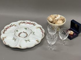 A Royal Worcester Holly and Ribbon crudité dish in original box 34.5cm together with a Royal