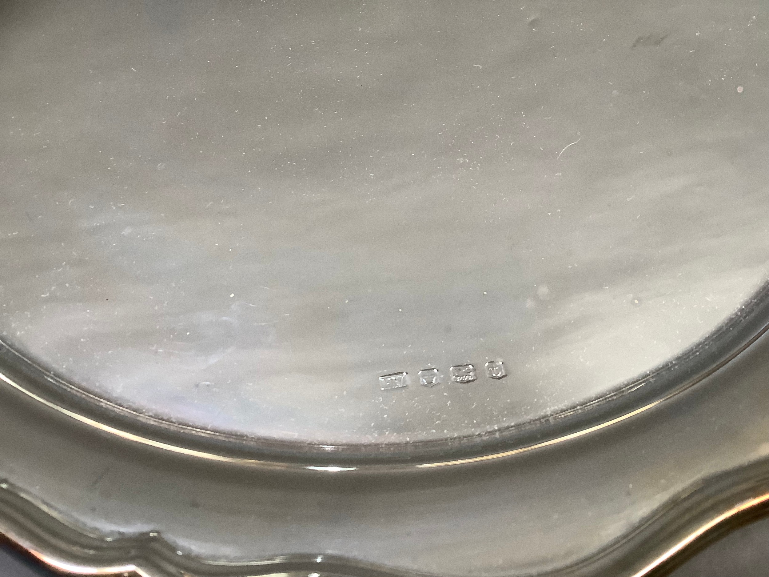 A George V silver tray, Sheffield 1936 for Viners Ltd, of circular outline, bracketed rim, - Image 2 of 2