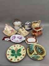A collection of ceramics comprising two Royal Worcester style cheese dishes and covers, a Noritake
