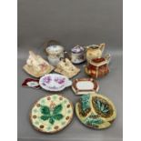 A collection of ceramics comprising two Royal Worcester style cheese dishes and covers, a Noritake