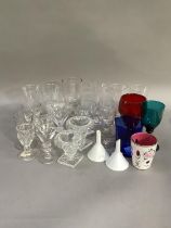 A quantity of mainly 18th and 19th century glasses including rummer, ports, liqueurs, wines,