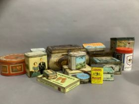 A collection of 1930's and later printed tins including Yeatman & Co Ltd, Dolly Varden Toffees and