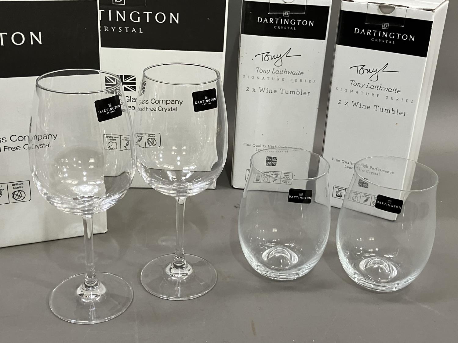 Two sets of Dartington crystal wine tumblers by Tony Laithwaite, and three pairs of Dartington - Image 2 of 4