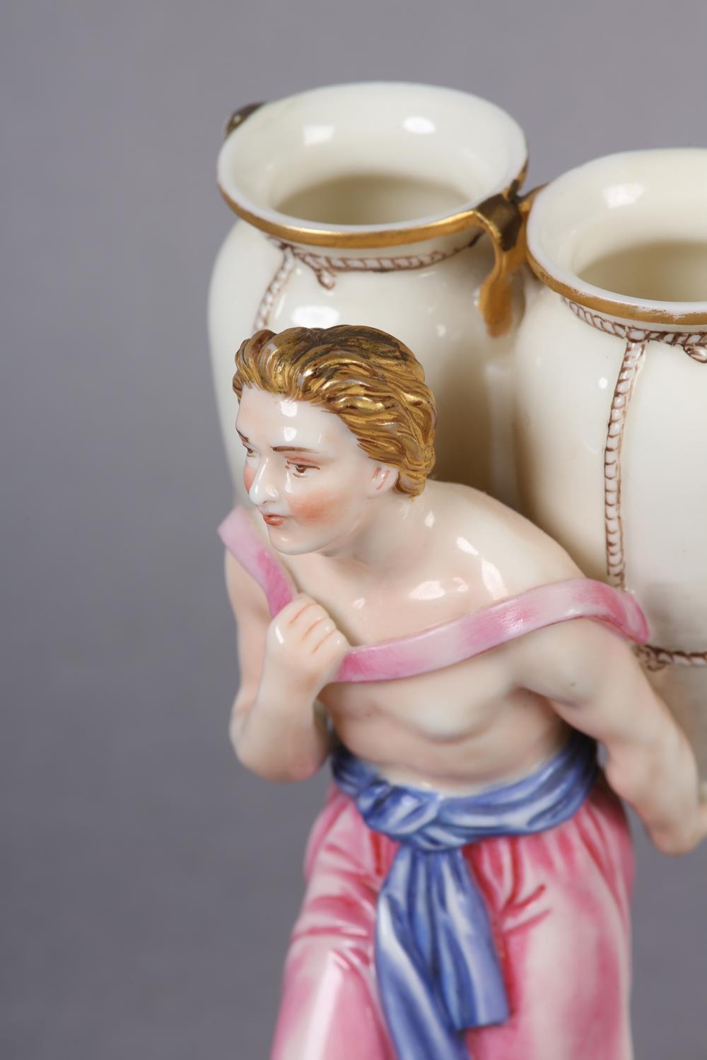 A Royal Worcester figure of a classical male water carrier carrying two amphora vases on his back, - Image 2 of 7