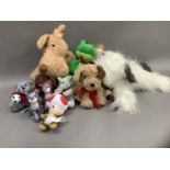 A collection of modern soft toys etc