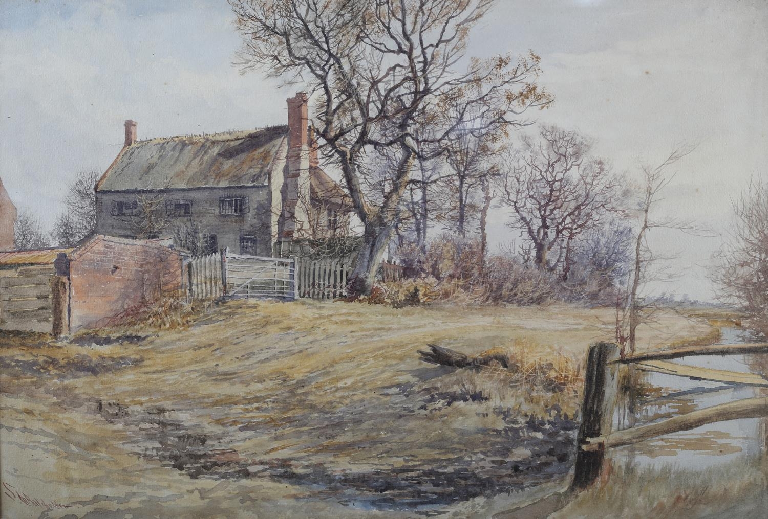 STEPHEN JOHN BATCHELDER (1849-1932), Farmhouse on the Fens and North Needham Ferry, a pair, - Image 5 of 7