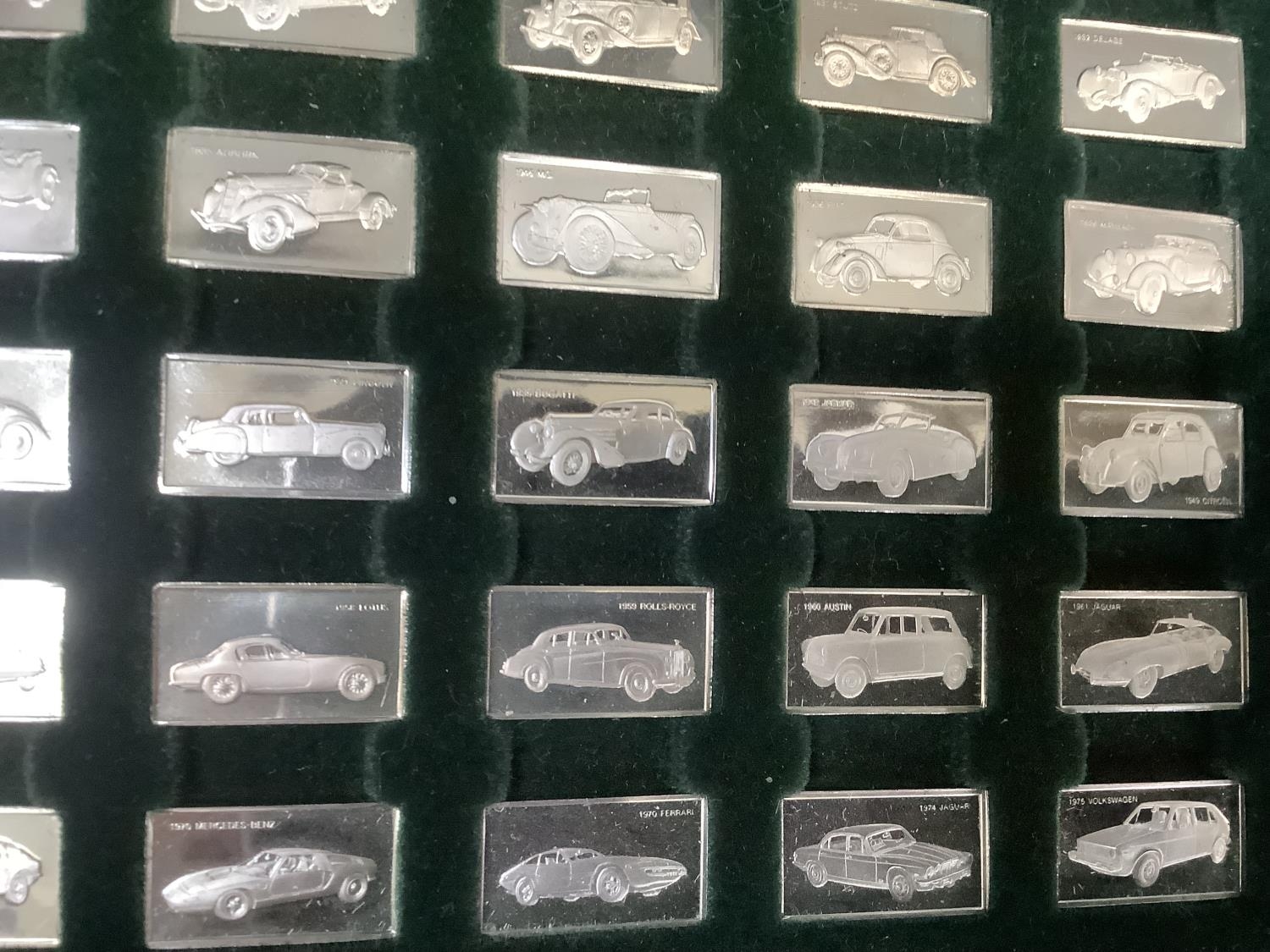 A cased set of '100 Greatest Cars' silver miniature ingots by John Pinches Ltd, 100 individual - Image 4 of 5