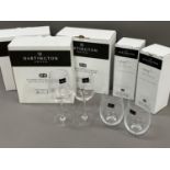 Two sets of Dartington crystal wine tumblers by Tony Laithwaite, and three pairs of Dartington