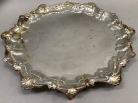 A Victorian silver salver, Sheffield for Lee and Wigfall (date letter indistinct) with raised