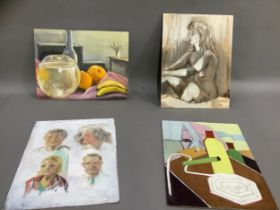 A collection of oil on board including still life, abstract, nude etc