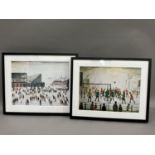Two King and Mcgaw colour prints after Lowry 'Going to the match' and 'The Football Match', with