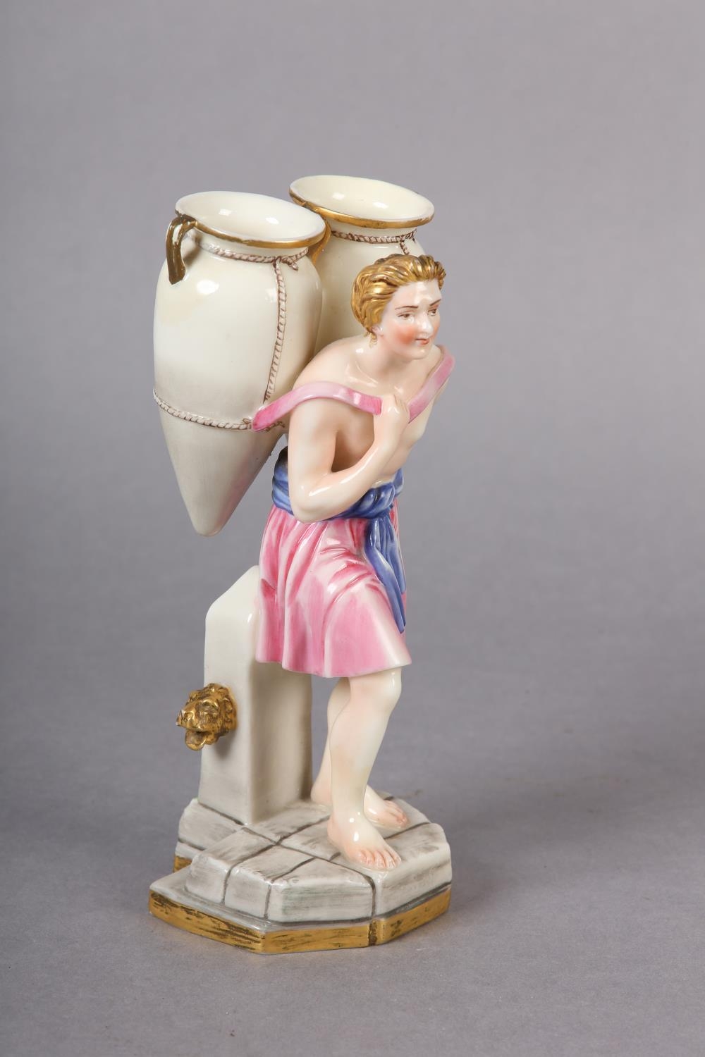 A Royal Worcester figure of a classical male water carrier carrying two amphora vases on his back, - Image 4 of 7